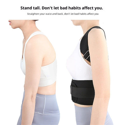 Magnetic therapy posture support back bracket adjustable posture corrector bracket shoulder back support strap - relieves neck, back, and spine pain (L)