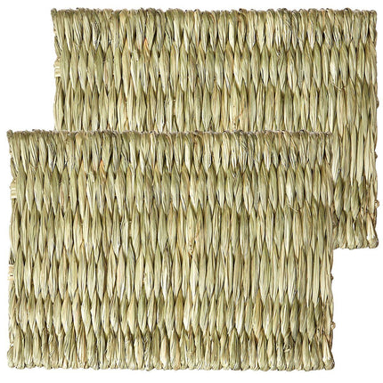 2pcs Woven Grass Mat - All Natural Chewable Grass Mat for Small Pets  Pig Foot Mat Rabbit Grass Nest Pet Supplies（small size）