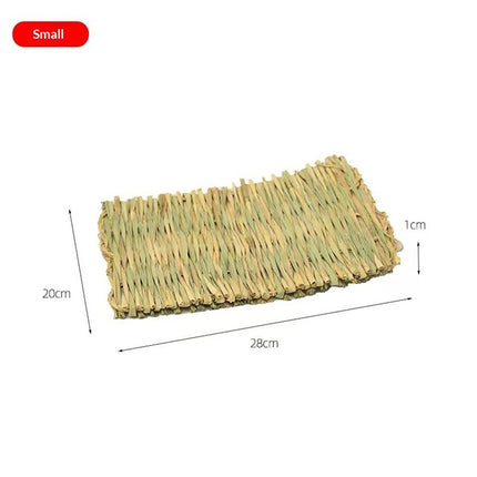 2pcs Woven Grass Mat - All Natural Chewable Grass Mat for Small Pets  Pig Foot Mat Rabbit Grass Nest Pet Supplies（small size）