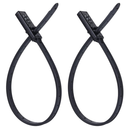 2pcs Zip Tie Lock, 22.05in Adjustable Small Cable Lock with Combination 3 Digit Recodable Combination Multi-Purpose for Bikes Motorcycle Helmet  (Black)