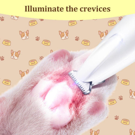 Pet Micro Precision Trimmer, Multifunctional Pet Hair Clippers for Grooming with LED Light, Low Noise Waterproof Rechargeable Pet Paw Trimmer for Pet Paws,(White)
