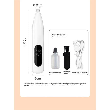Pet Micro Precision Trimmer, Multifunctional Pet Hair Clippers for Grooming with LED Light, Low Noise Waterproof Rechargeable Pet Paw Trimmer for Pet Paws,(White)