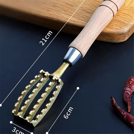Fish Scaler Brush with Brass Serrated Sawtooth and Ergonomic Wooden Handle - Easily Remove Fish Scales Without Fuss Or Mess