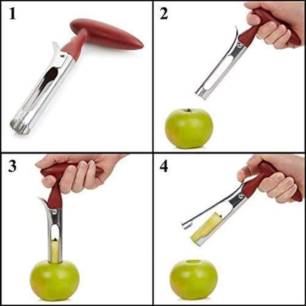 2pcs Apple Corer Tool - Easy to Use and Clean - Sturdy Apple Core Remover with Sharp Serrated Blades - Stainless Steel Corers for Apple and Pear - Core Fruits with Ease(Red)