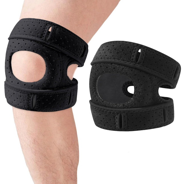 Knee Brace With Padding 2 PCS Knee Brace for Women Men Pain Relief Adjustable Patellar Tendon (Black