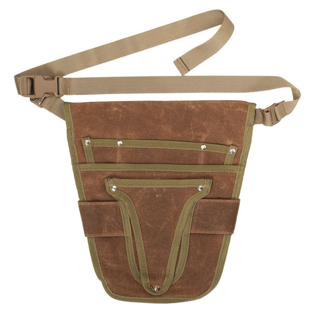 Garden Tool Belt Brown Multi-Pocket Adjustable Canvas 28.5cm x 30cm for Women Men Gardeners Florist
