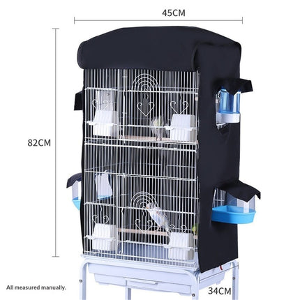 Bird Cage Cover for Night - Black Birdcage Cover with 4 Access Windows -Insulated Birdcage Cover with Dust Protection- Fits Parakeet, Cockatiel & Medium Cages