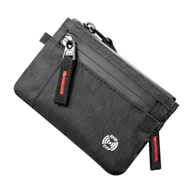 Zip Pouch Black Small Cash and Card Zip Wallet Weatherproof Fabrics Zipper Pouch for Men Travel (black)