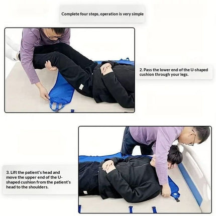 U-Shaped Positioning Sheet - Transfer Sheet for Turning and Repositioning, Multipurpose Bed Pad with Reinforced Handles, Turning Device for Elderly, Bed Patients