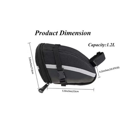 Bike Saddle Seat Bag – 1.2L Bicycle Saddle Bag Keep Bike Accessories – Bike Under Seat Pack for Essentials – Quick Release Bike Pouch – Reflective Stripes for Mountain Road Bikes