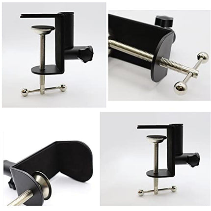 2 pack Universal Shape Table Mounting Clamp for Microphone Suspension Boom Scissor Arm Stand Holder with Adjustable Positioning Screw, Fits up to Desktop -Black