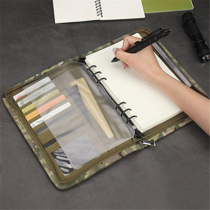 Padfolio Ring Binder of Loose-Leaf Paper, Weatherproof Notebook Cover, Notebook with Zippered for Folders, Cards Refillable Notepad(20.3*14*2.8cm, Only one laptop sleeves)