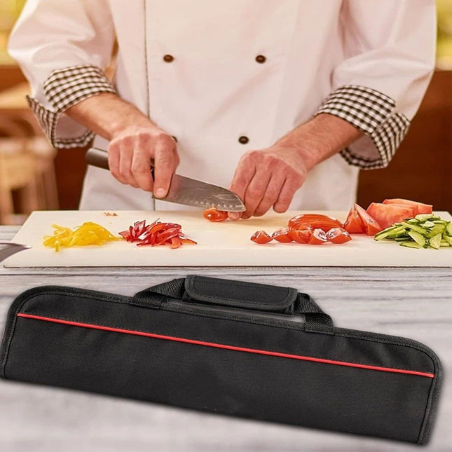 5 Pocket Chef Knife Case Roll Bag Bi-Fold (Black) Lightweight – product detail