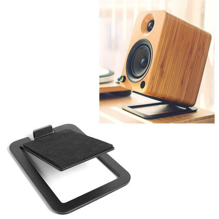 Tilted Desktop Speaker Stands for Medium Bookshelf Speakers & Mid-Studio Monitors |  Damping Foam Padding | Pair | Black