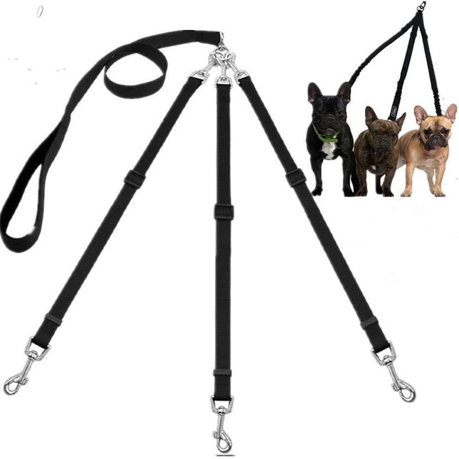 Nylon Weave Three Heads One Drag Three Dog Leash Square Round Rope Pet Traction Belt Dog Chain Strong