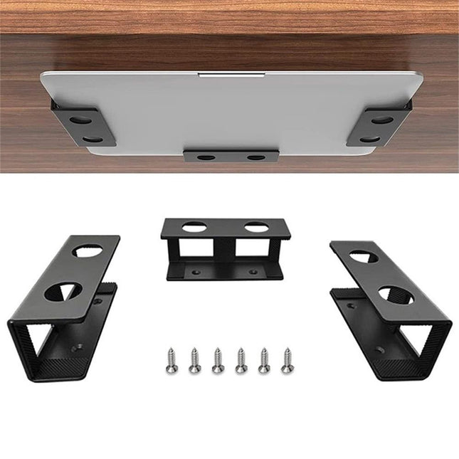 Under Desk Laptop Mount Metal Under Desk Shelf Holder for Laptop Mac mini MacBook Keyboard with – product detail
