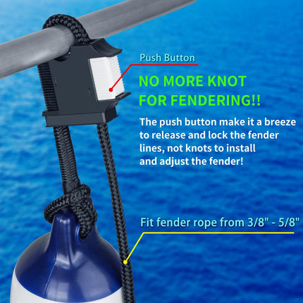 Boat Fender Hanger, Boat Rail and Cleat Fender Clips, Quick Connect and Release Fender Lines, Boat Bumper Adjuster 4pcs