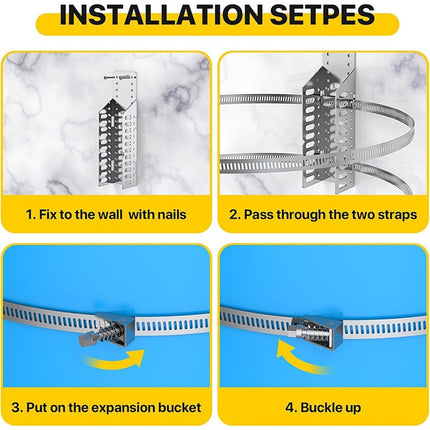 Universal Expansion Tank Water Heater Wall Mounting Bracket, Stainless Steel Diameter Pole Holder Brackets, Water Heater Earthquake Straps for Nitrogen Tank,Propane Tank