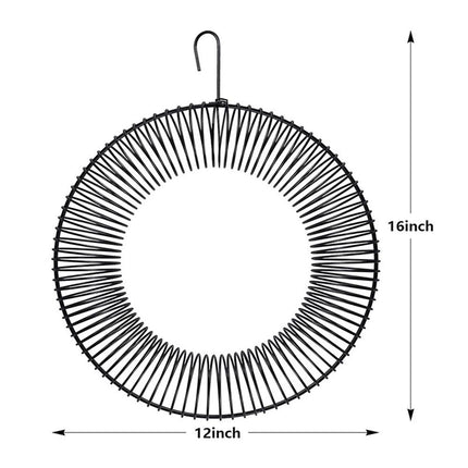 songbird  Whole Peanut Black Wreath Feeder for Squirrels and Blue Jays Hanging Peanut Wreath Feeder, Round Metal Hanging Bird Feeder for Feeding Birds and Squirrels,