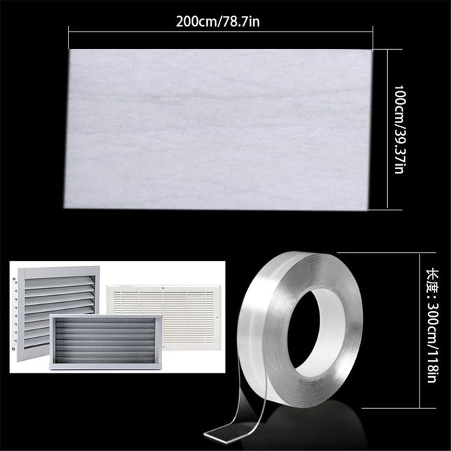 Complete Air Vent Filters Kit- 98 x 18'' Electrostatic Media With 118in of Installation Tape – product detail