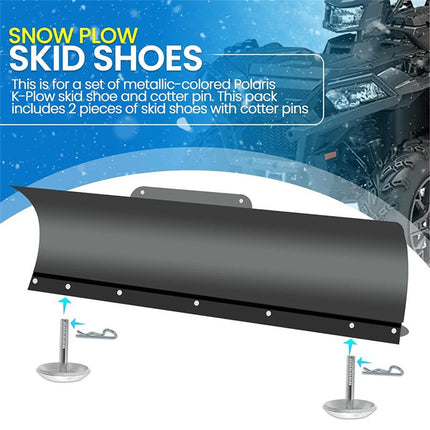 (2-Pack) Replacement Snow Plow Skid Shoes - Replaces Part ATV UTV Hardened Steel Snow Plow Non-Slip Base - with Quick-Release Cotter Pins