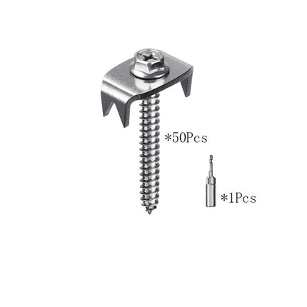 Fence Staples, 304 Stainless Steel Fence Nails for Softwood, Reusable Wire Fence Staples Screws for Mesh and Woven Fencing, 50pcs Fence Fasteners with Wire Fixer Hold Wire Firmly