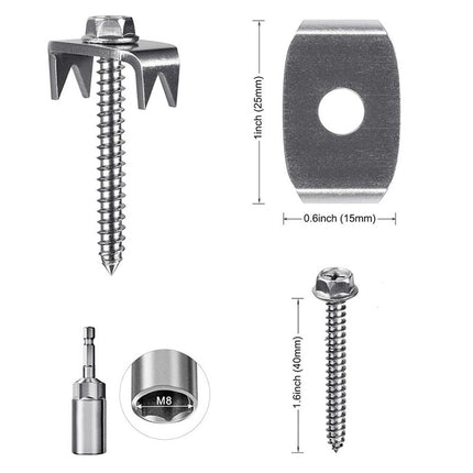 Fence Staples, 304 Stainless Steel Fence Nails for Softwood, Reusable Wire Fence Staples Screws for Mesh and Woven Fencing, 50pcs Fence Fasteners with Wire Fixer Hold Wire Firmly