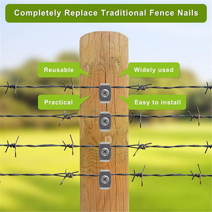 Fence Staples, 304 Stainless Steel Fence Nails for Softwood, Reusable Wire Fence Staples Screws for Mesh and Woven Fencing, 50pcs Fence Fasteners with Wire Fixer Hold Wire Firmly