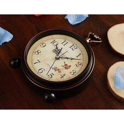 Vintage Analog Alarm Clock, 5 inch Small Silent Desk Clock with Night Light, Battery Operated for Table, Bedroom, Bedside, Living Room, Gift Clock (Flower)