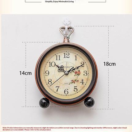 Vintage Analog Alarm Clock, 5 inch Small Silent Desk Clock with Night Light, Battery Operated for Table, Bedroom, Bedside, Living Room, Gift Clock (Flower)