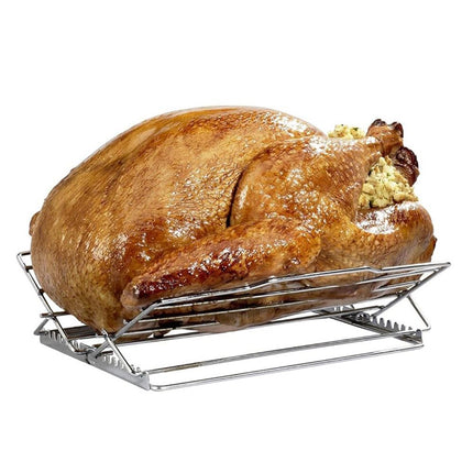 Adjustable Roasting Rack for 27.6 * 26.2 * 1.8cm, Stainless Steel Turkey Rack Insert - Fits Oven, Smoker & Grill, Dishwasher Safe Non-Stick