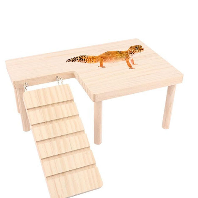 Reptiles Hideout Wooden with Climbing Ramp Bearded Dragon Hide Cave Wood Aquariums & Terrariums Accessories