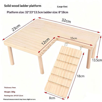 Reptiles Hideout Wooden with Climbing Ramp Bearded Dragon Hide Cave Wood Aquariums & Terrariums Accessories (L-shaped large size)
