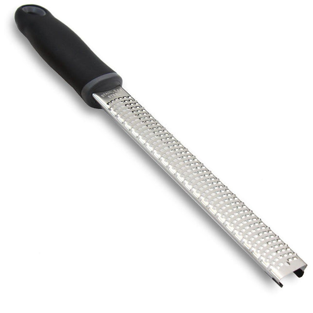 Lemon Zester Stainless Steel Kitchen Cheese Grater Plastic Cover Ergonomic Soft Black Handle(black) – product detail