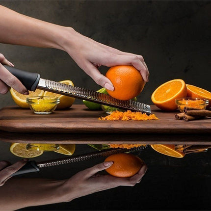 Lemon Zester, Stainless Steel Kitchen Cheese Grater, Plastic Cover Ergonomic Soft Black Handle(black)