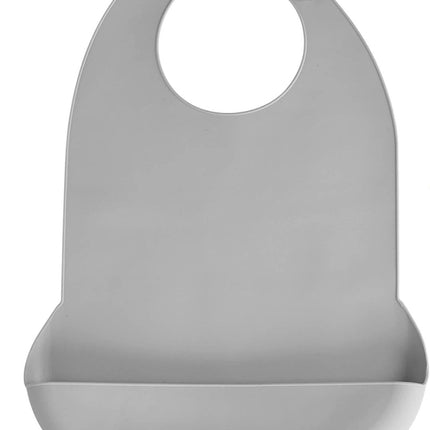 Adjustable Silicone Adult Bib, Washable Bib for Men & Women, Waterproof bib for Elderly with Crumb Catcher（Gray）