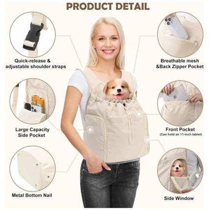 Dog Front Carrier Backpack, Adjustable Pet Dog Carrier Backpack Ventilated Mesh Dog Travel Backpack with Zippered Side Windows for Hiking Traveling for Small Medium Cats Dogs