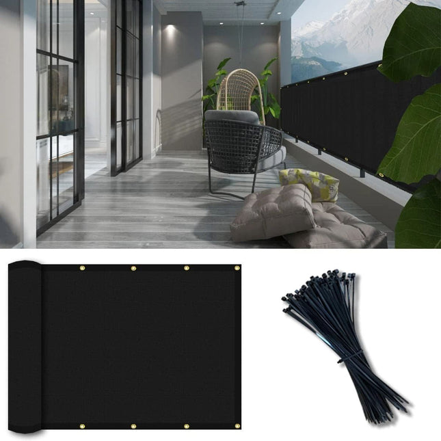 Balcony Privacy Screen Fence Cover 3'x10' Shade Mesh Fabric with Cable Ties 90 Percent Visibility
