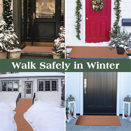 1 Pack 15.7 × 80 Inch No-Slip Ice and Snow Carpet Mats- Natural Coconut Fiber Carpet Anti-Slip Coir Mat for Winter Walkways Front Door Stairs Porch Outdoor Garden Patio Safe &Stable Walking