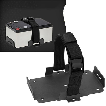 Small Battery Tray Fit 12V-6V /  7AH 8AH 9AH 12AH 15AH Batteries and More, Adjustable Hold-Down Strap Battery Mount Compatible with Boats, Kayaks, Motorcycles, ATVs, Generators, Jetskis
