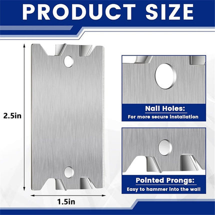 50 Pcs Nail Plates for Wood Studs, 1.5" x 2.5" Cable Wire Protector with Pointed Prongs, Steel Safety Plates, Anti Nail Protection for Protects Plumbing and Wiring