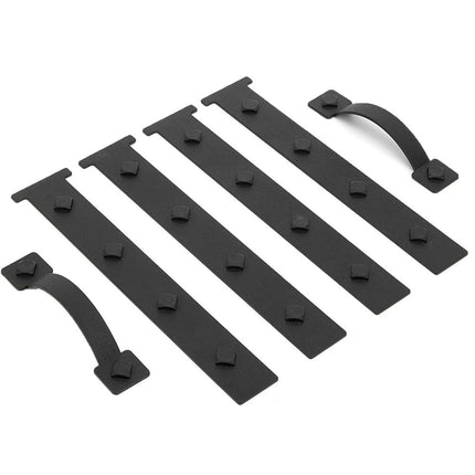 Garage Door Magnetic Decorative Hardware, 6 Pieces Rectangle Garage Door Magnets Accents Curb Appeal Faux Hinges and Handles Garage Door Decor Hardware Kit, Black(4 Hinges+2 Handles)