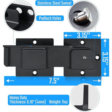 7.5" Flip Gate Latch Lock with Padlock Holes, 4mm Heavy Duty Aluminum Alloy Door Latch for Outdoor Wooden Fence, Swing and Sliding Open Gate, Double Gate, Barn Door, Shed, Vinyl Fence, Yard