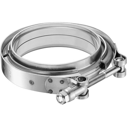 3.0 Inch V Band Clamp for Flange Kit Stainless Steel (with flanges) 304 Stainless Steel, for Turbo Exhaust Downpipe, Racing Pickup Truck Exchange Exhaust Systems
