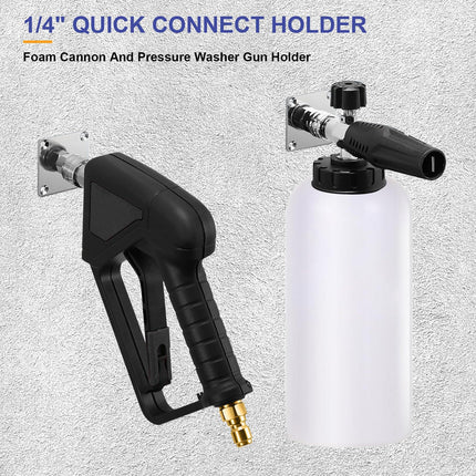 Pressure Washer Gun Holder, Foam Cannon Holder, 1/4" Quick Connect Foam Cannon Wall Mount, Foam Gun Storage Rack Wall Mount Tool Holder for Organize and Store Power Washing Accessories, 4 Pack
