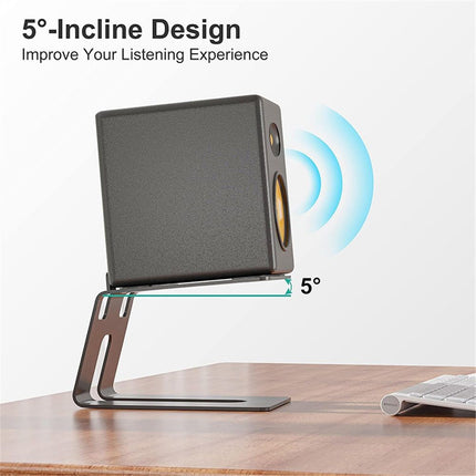Desktop Speaker Stands with Vibration Absorption Pads, Metal Speaker Stands Pair Support Up to 10lbs,Bookshelf Speaker Stands for Better Audio Experience