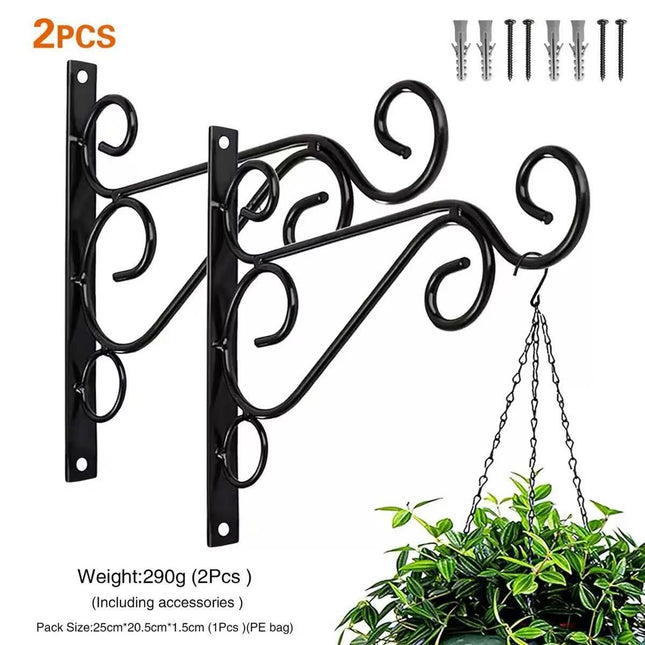 2 Pack 12 Inch Plant Hangers Outdoor Bracket Indoor Wall Mount Metal Heavy Duty Rust-Resistant