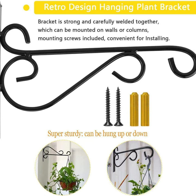 2 Pack 12 Inch Plant Hangers Outdoor Bracket Indoor Wall Mount Metal Heavy Duty Rust-Resistant – product detail