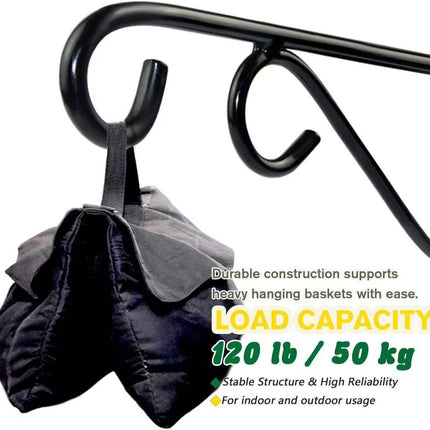 2 Pack 12 Inch Plant Hangers Outdoor Bracket, Indoor Wall Mount Metal Heavy Duty Rust-Resistant Bird Feeder Plant Hooks for Hanging Planters, Flower Baskets, Black