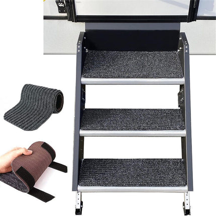 RV Step Covers 4 Pack 24" Wide x 7.5" Deep Camper Step Covers, Non Slip RV Stair Treads for Travel Trailers, Mobile Home, Motorhome (Gray)